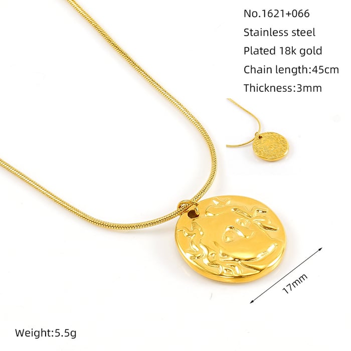 1 Piece Simple Series Classic Geometric Stainless Steel  Gold Color Women's Pendant Necklaces 